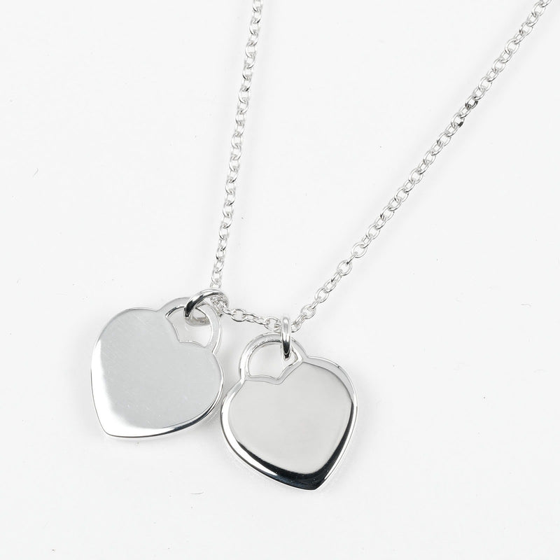 [Tiffany & co.]TIFFANY&Co.
 Collar de etiqueta de corazón de doble mini retton 
 Silver 925 alrededor de 2.9 g Regreso a Double Mini Heart Tag Ladies A Rank