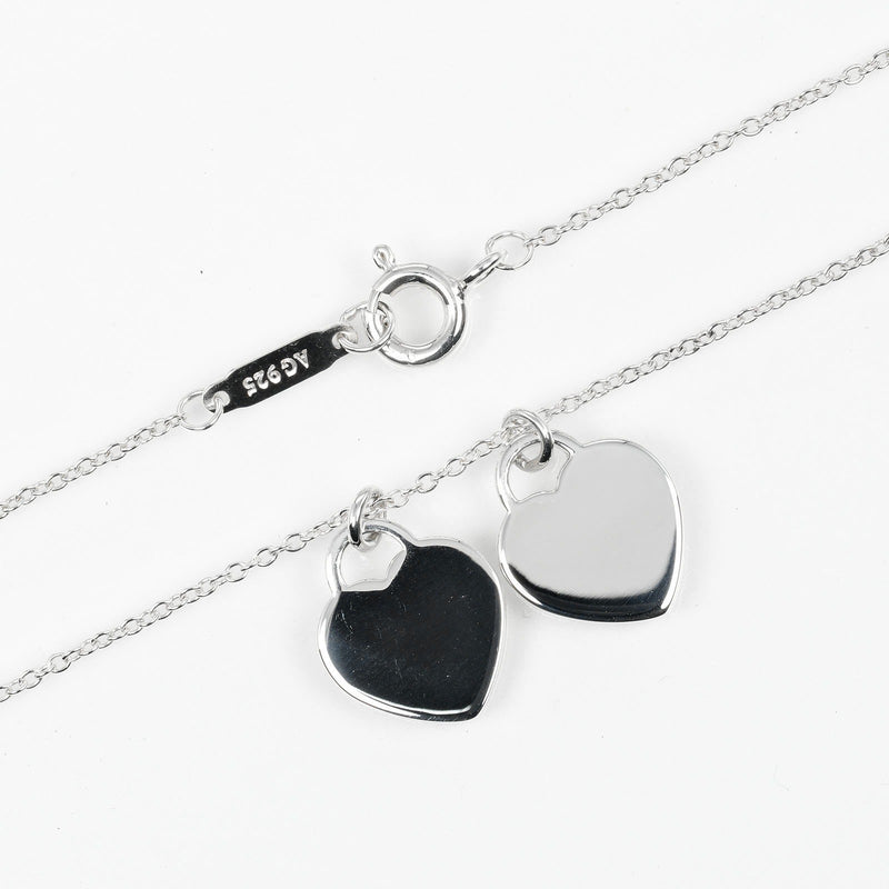 [Tiffany & co.]TIFFANY&Co.
 Collar de etiqueta de corazón de doble mini retton 
 Silver 925 alrededor de 2.9 g Regreso a Double Mini Heart Tag Ladies A Rank