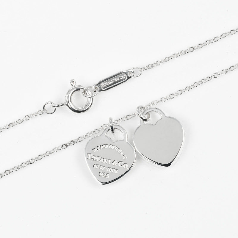 【TIFFANY&Co.】ティファニー
 リターントゥ ダブル ミニハートタグ ネックレス
 シルバー925 約2.9g Return to double mini heart tag レディースAランク