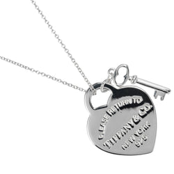 [Tiffany & co.] Tiffany 
 Retangle Collier Key Key Collier 
 Silver 925 environ 7G retourne à coeur tag clés dames un rang