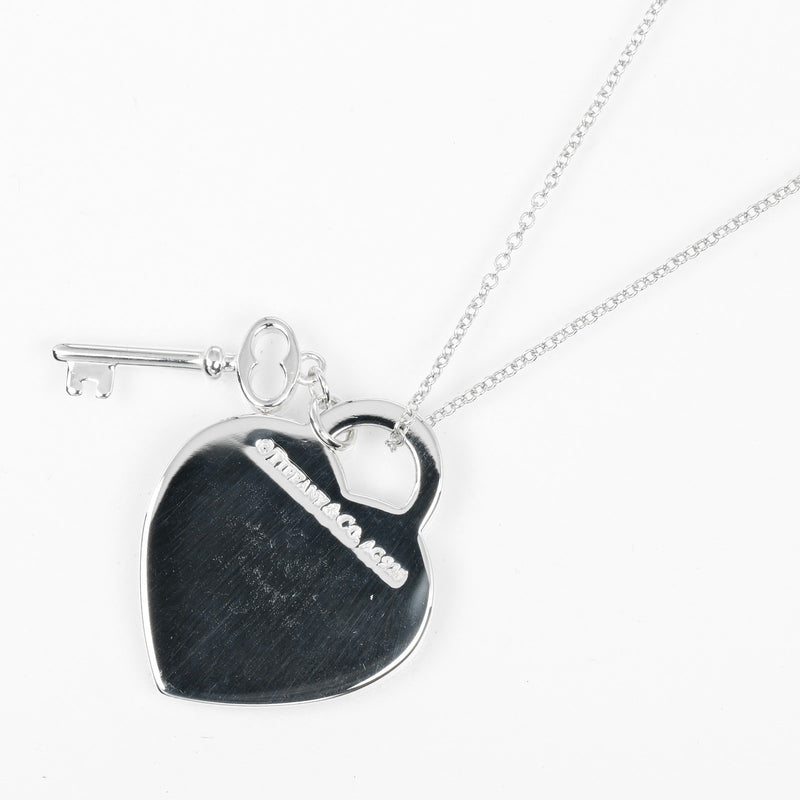 [Tiffany & co.] Tiffany 
 Retangle Collier Key Key Collier 
 Silver 925 environ 7G retourne à coeur tag clés dames un rang