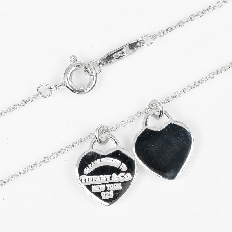 [Tiffany＆Co。]TIFFANY&Co.
 Retton Double Mini Heart Tag项链 
 银925大约3G返回Double Mini Heart Tag女士