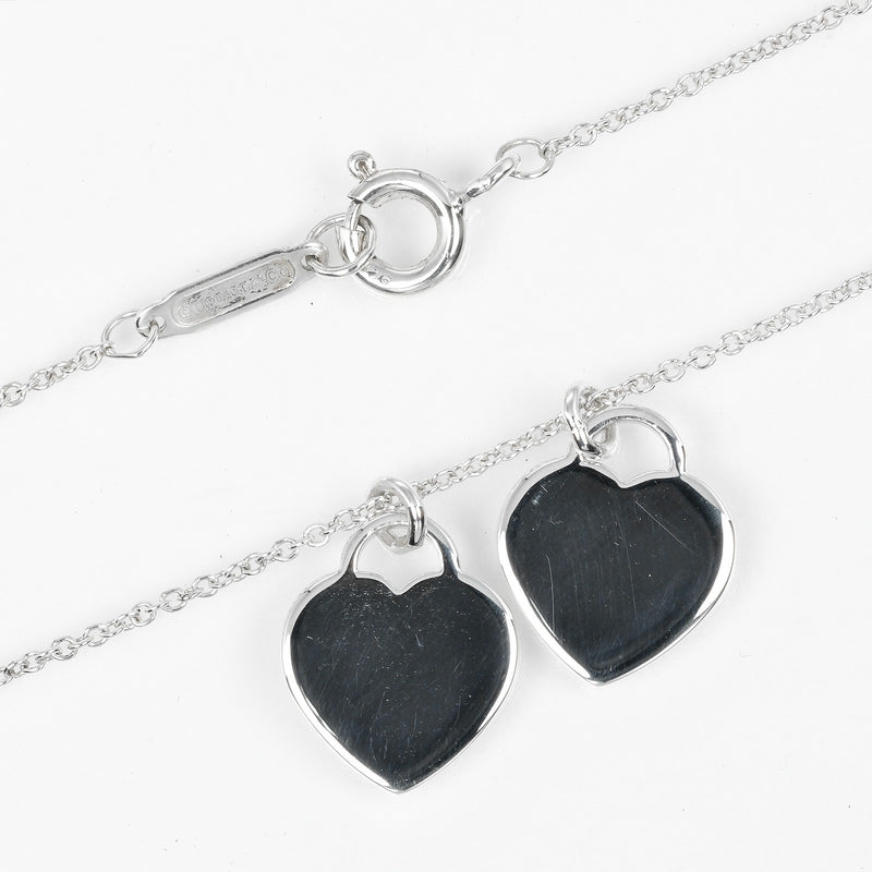 【TIFFANY&Co.】ティファニー
 リターントゥ ダブル ミニハートタグ ネックレス
 シルバー925 約3g Return to double mini heart tag レディースAランク