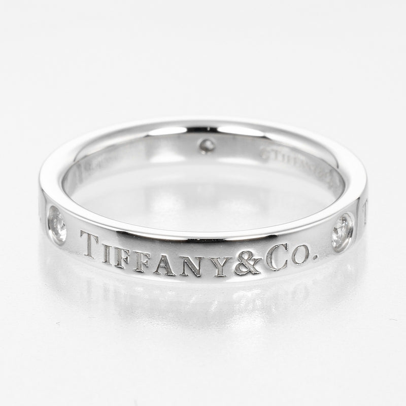 【TIFFANY&Co.】ティファニー
 フラットバンド 10号 リング・指輪
 3mmモデル Pt950プラチナ×3P ダイヤモンド 約4.8g Flat band レディースAランク