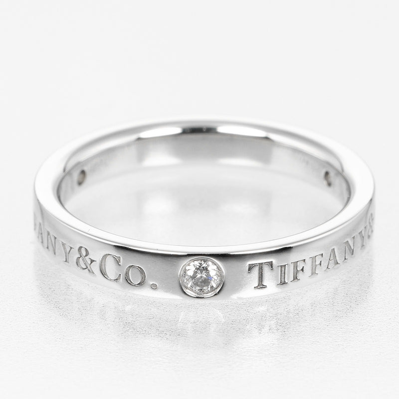 [Tiffany & co.]TIFFANY&Co.
 Flat Band No. 10 Ring
 3mm model PT950 Platinum x 3P Diamond about 4.8g Flat Band Ladies A Rank