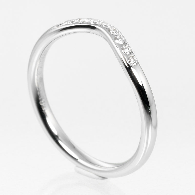 [Tiffany & co.]TIFFANY&Co.
 Curve band 10 Ring
 2mm Model PT950 Platinum x 9P Diamond about 3.2g CURVED BAND Ladies A-Rank