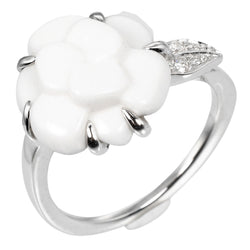 [Chanel] Chanel 
 Camellia No. 7 Anillo / anillo 
 18KOro blanco x cerámica x diamante aproximadamente 3.4g camelia damas un rango