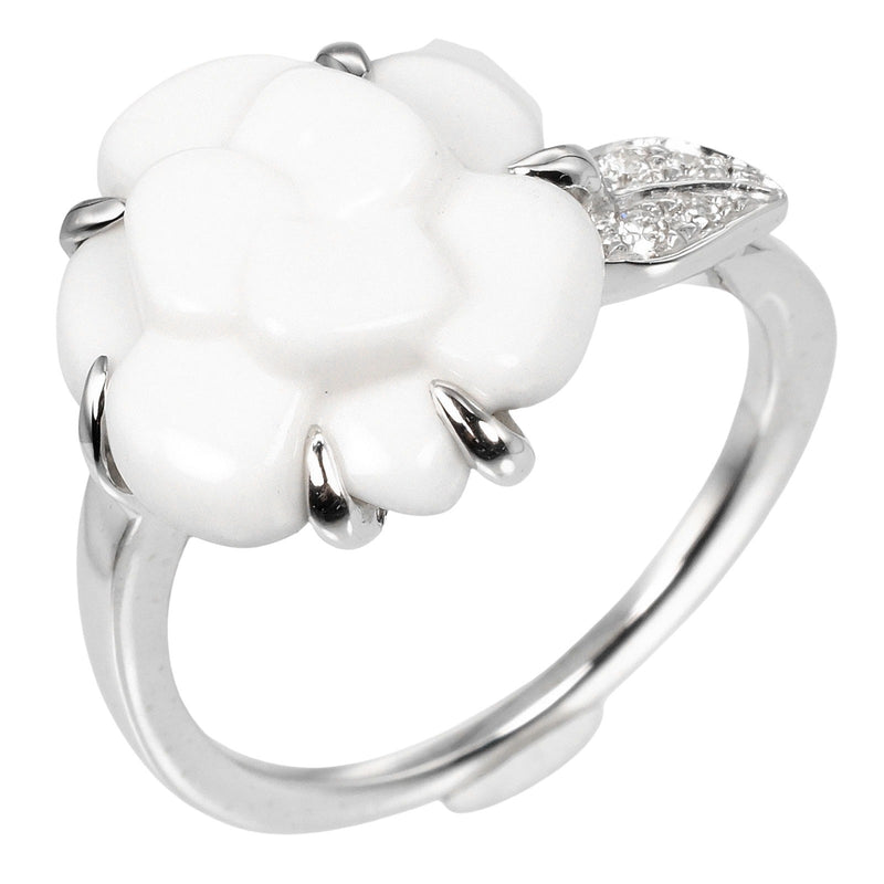 [CHANEL] Chanel 
 Camelia 7 Ring
 18KWhite Gold x Ceramic x Diamond about 3.4g Camelia Ladies A Rank