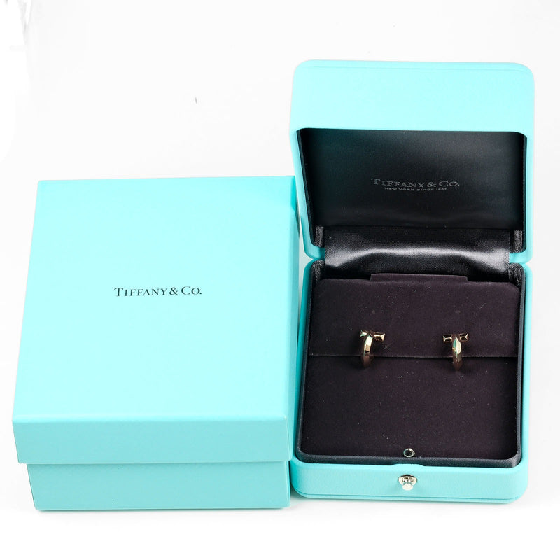 [Tiffany & Co.]TIFFANY&Co.
 t 하나의 후프 귀걸이 
 18K핑크 골드 약 7.8g T-One Hoop Ladies A rank