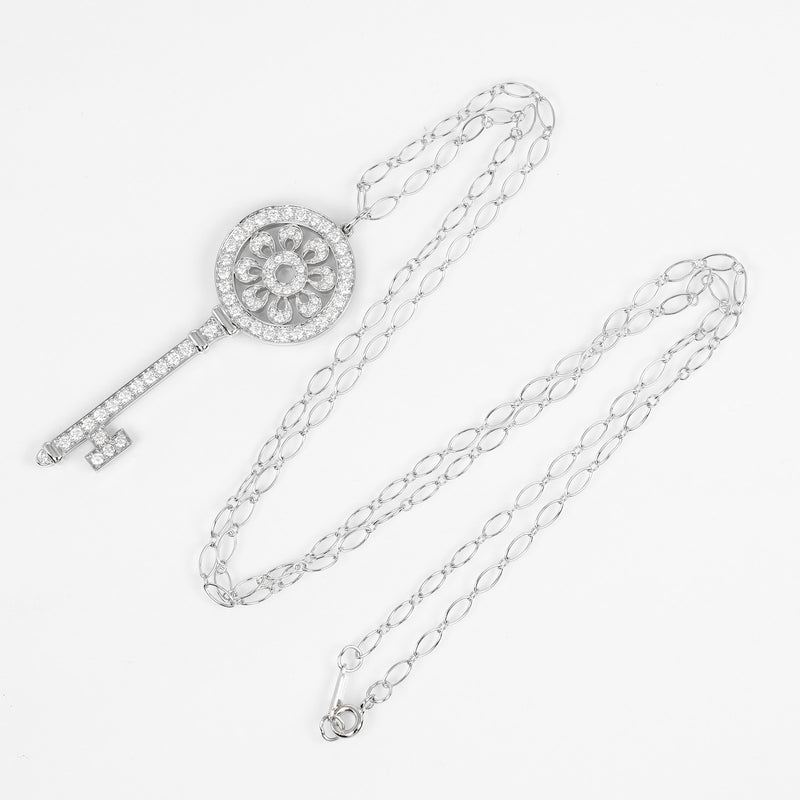 【TIFFANY&Co.】ティファニー
 ペタルキー ネックレス
 Pt950プラチナ×K18ホワイトゴールド×ダイヤモンド 約14.2g Petal key レディースAランク