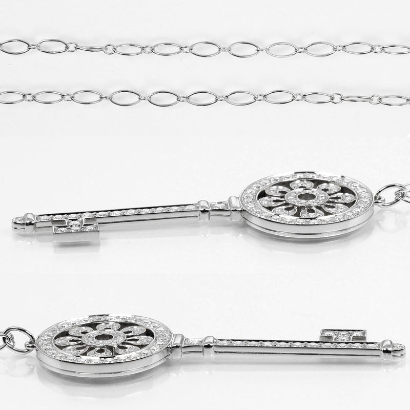 【TIFFANY&Co.】ティファニー
 ペタルキー ネックレス
 Pt950プラチナ×K18ホワイトゴールド×ダイヤモンド 約14.2g Petal key レディースAランク