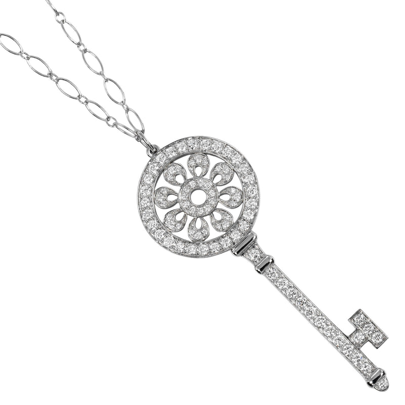 【TIFFANY&Co.】ティファニー
 ペタルキー ネックレス
 Pt950プラチナ×K18ホワイトゴールド×ダイヤモンド 約14.2g Petal key レディースAランク