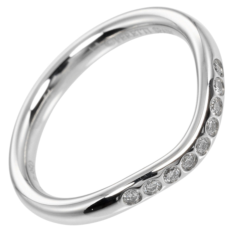 [Tiffany & co.]TIFFANY&Co. Curvudo Band No. 5 Anillo / anillo 2 mm Modelo PT950 Platino x 9p Diamantes aproximadamente 3.36 g Ladies de banda curva A Rank