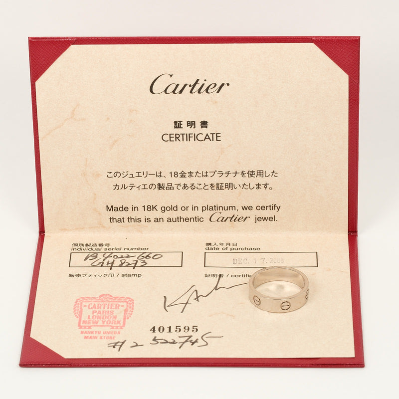 [Cartier]卡地亚（Cartier）爱情20号戒指 /戒指 18K白金约8.65克，爱男人的等级