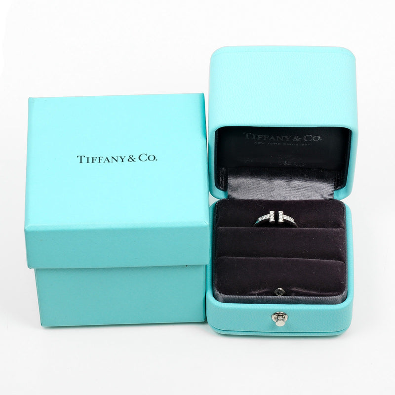 [Tiffany & co.]TIFFANY&Co. T -Wire No. 10 Anillo / anillo 18KDiamante de oro blanco x diamante aproximadamente 2.46g t de alambre damas un rango