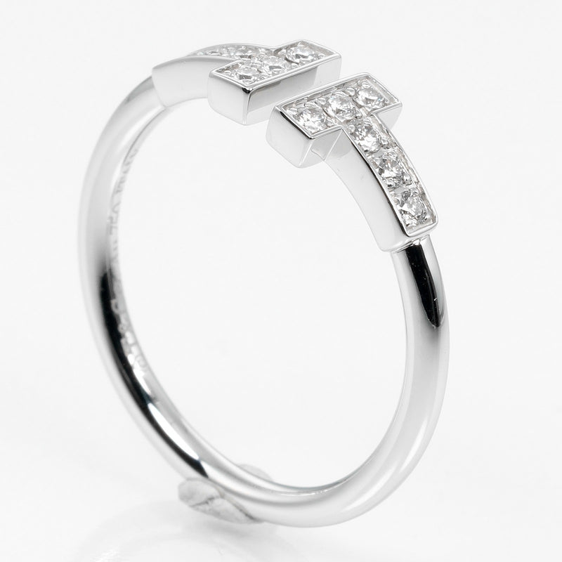 [Tiffany & CO.] Tiffany T Wire n ° 10 Anneau / anneau K18 White Gold X Diamond Environ 2,46g T Wire Ladies A RANG