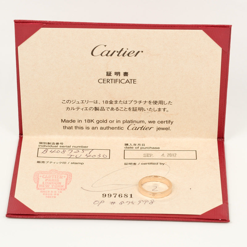 [Cartier] Cartier C Du Englave No. 10.5 Anneau / anneau K18 Gol rose Environ 3,7 g C Do Gravé Ladies A Rank A