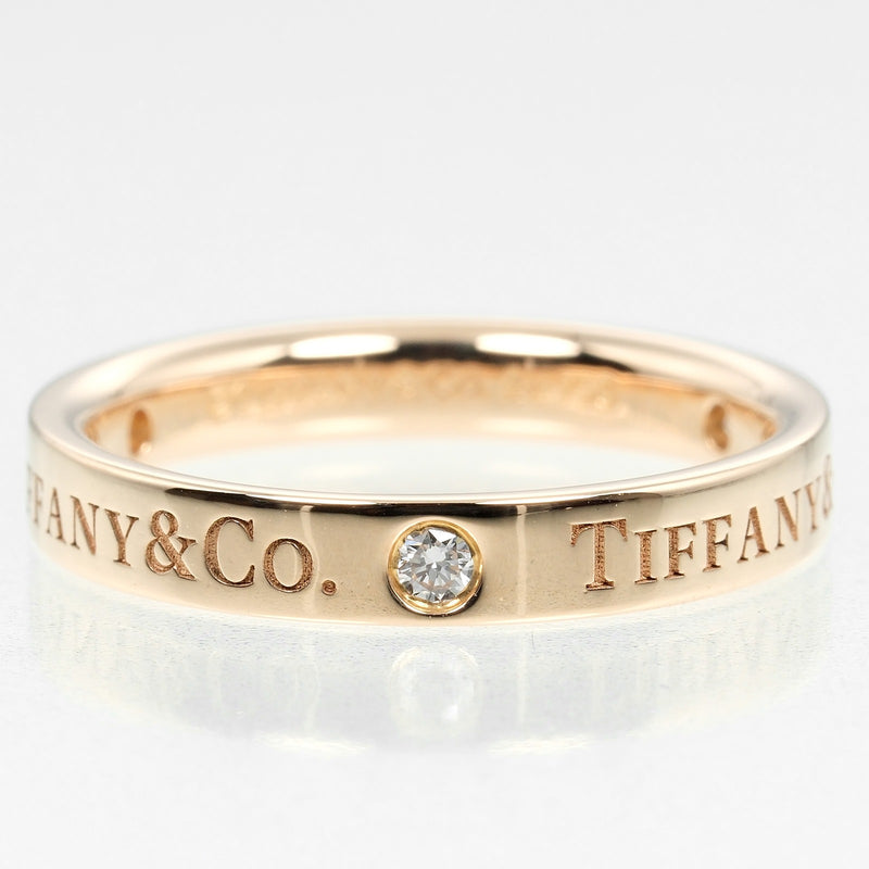 [Tiffany & co.]TIFFANY&Co. Flat band No. 8.5 Ring 18KRaspberry PinkGold x 3P Diamond about 3.33G Flat Band Ladies A Rank