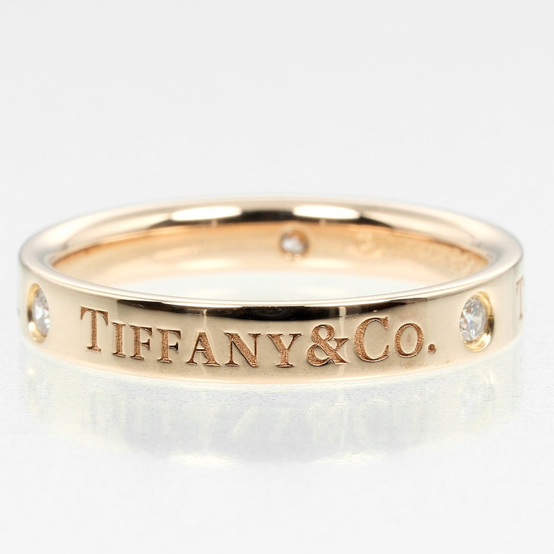 [Tiffany & co.]TIFFANY&Co. Flat band No. 8.5 Ring 18KRaspberry PinkGold x 3P Diamond about 3.33G Flat Band Ladies A Rank