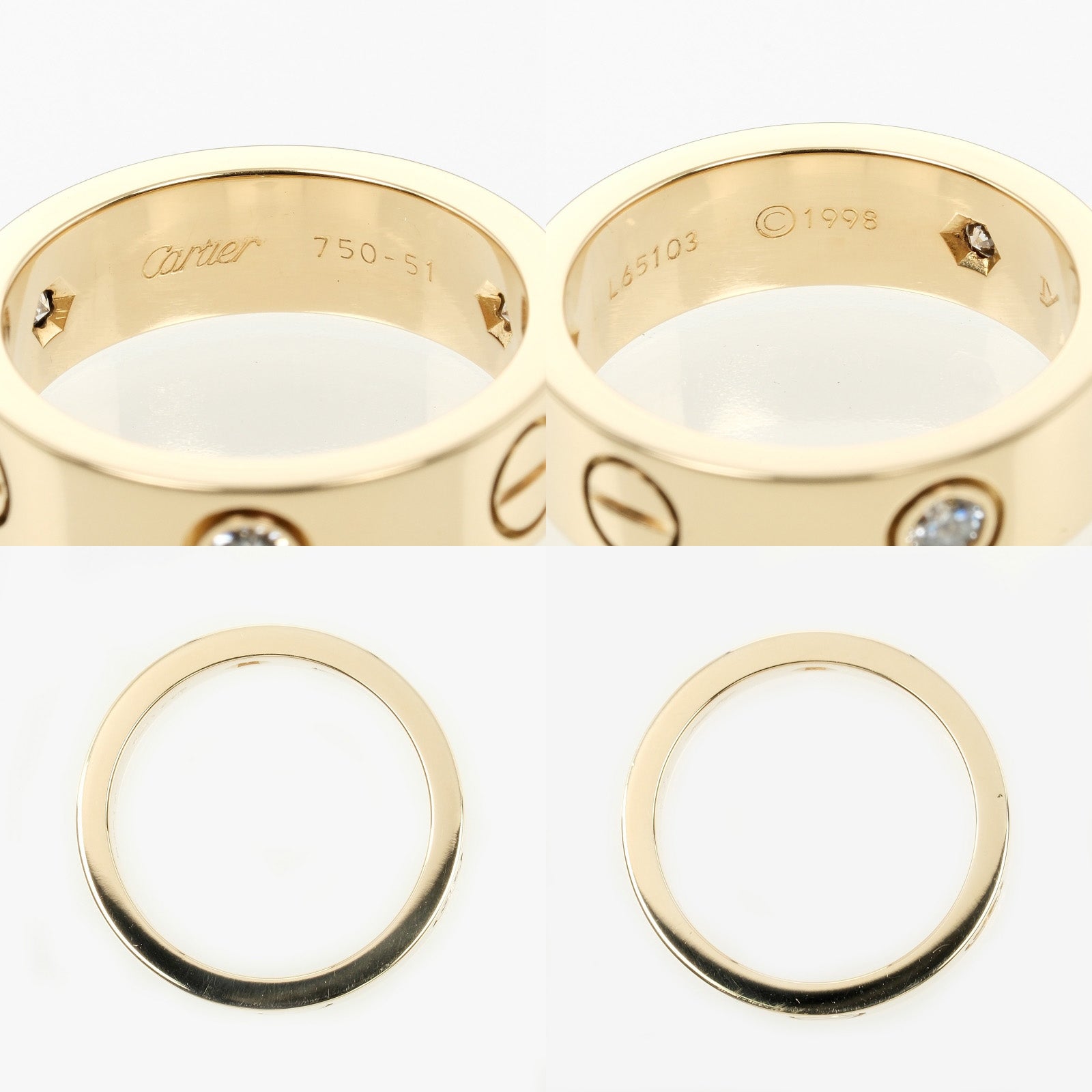 CARTIER】カルティエ ラブ 11号 リング・指輪 K18イエローゴールド×3P 