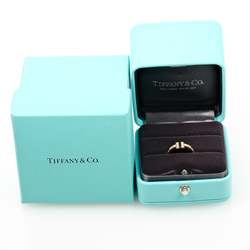 [Tiffany & co.]TIFFANY&Co. T -Wire No. 7 Anillo / anillo 18KDiamante de oro amarillo x diamante aproximadamente 2.16g t de alambre damas un rango