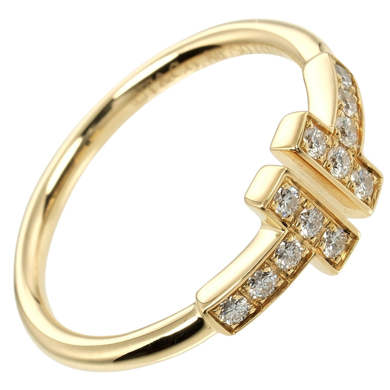 [Tiffany & CO.] Tiffany T Wire n ° 7 Anneau / anneau K18 Yellow Gold X Diamond Environ 2,16g T Wire Mas