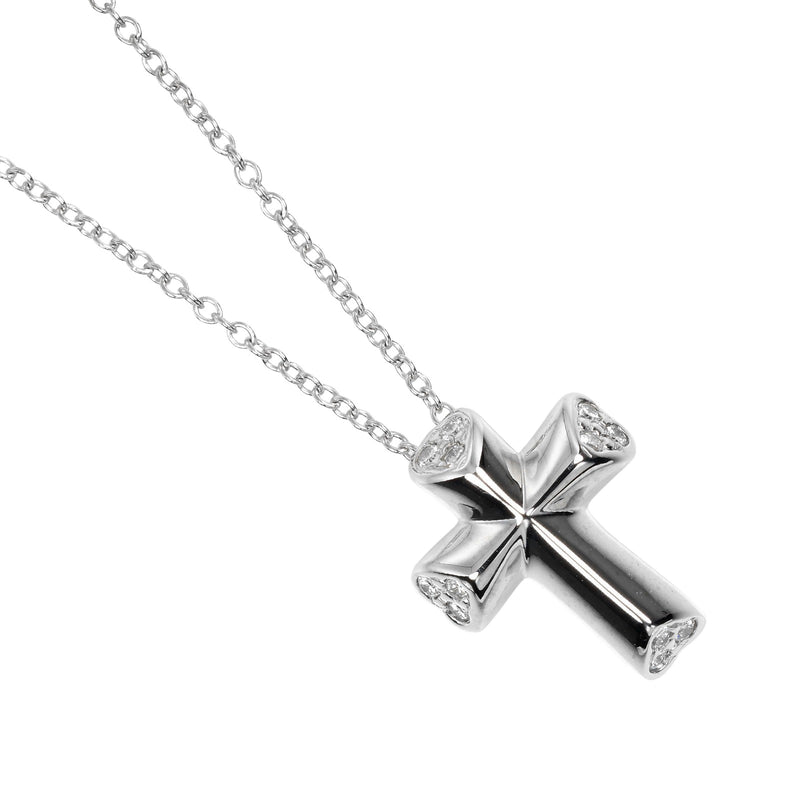 【TIFFANY&Co.】ティファニー
 テンダネス クロス ネックレス
 K18ホワイトゴールド×ダイヤモンド 約3.8g tenderness cross レディースAランク