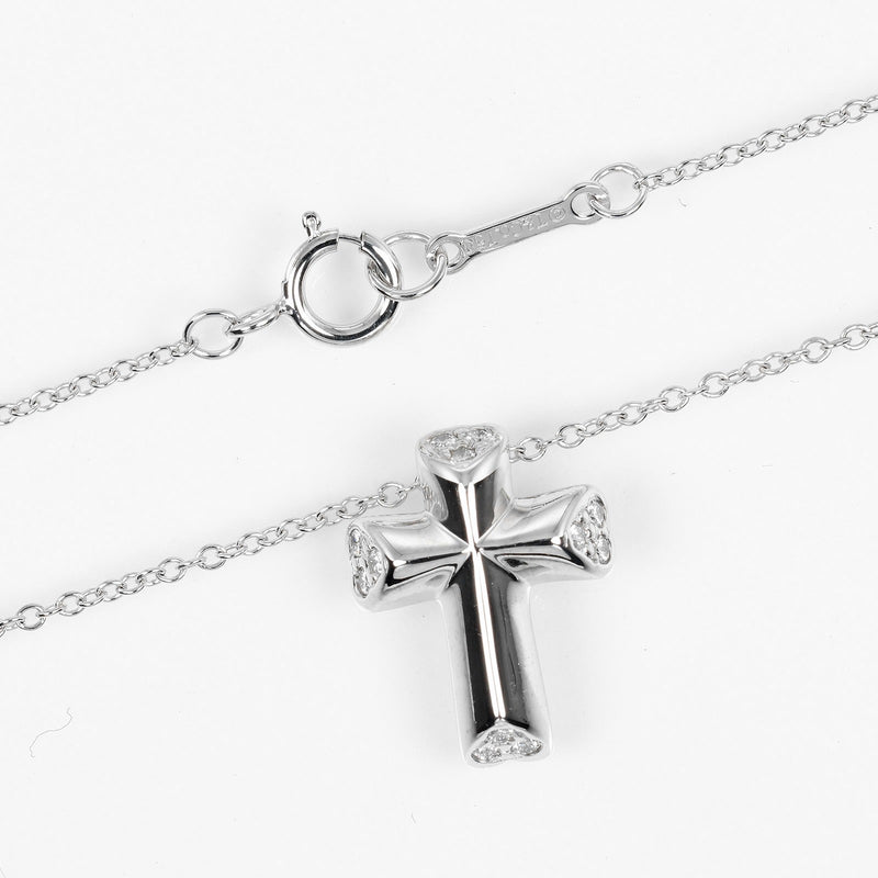 【TIFFANY&Co.】ティファニー
 テンダネス クロス ネックレス
 K18ホワイトゴールド×ダイヤモンド 約3.8g tenderness cross レディースAランク