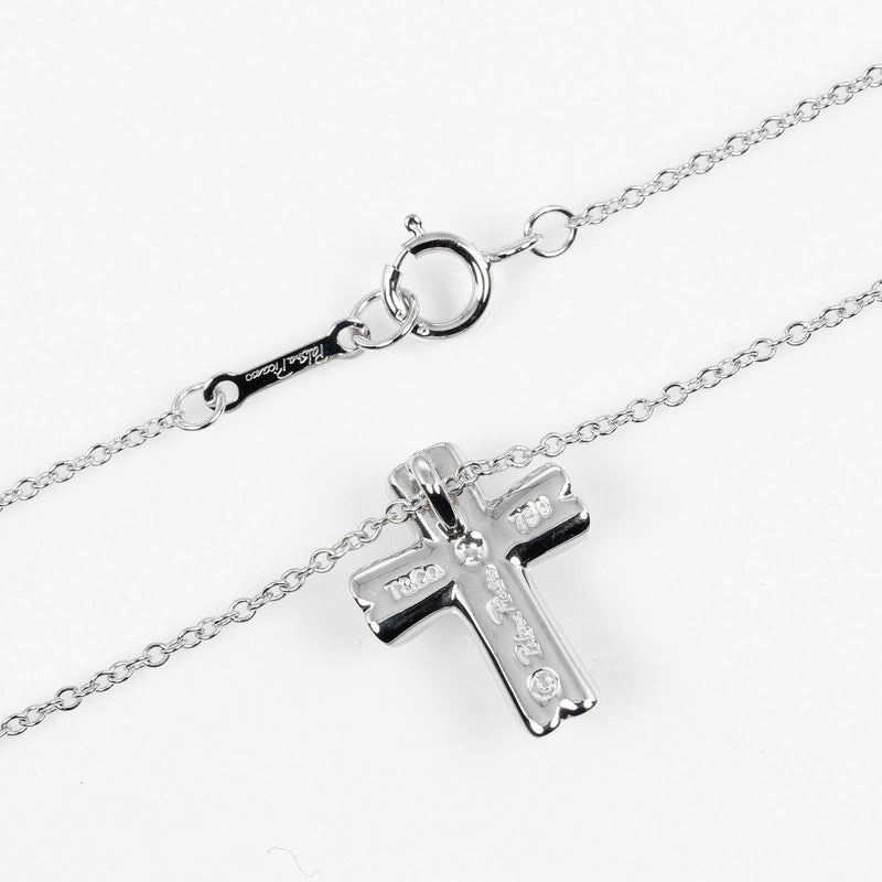 【TIFFANY&Co.】ティファニー
 テンダネス クロス ネックレス
 K18ホワイトゴールド×ダイヤモンド 約3.8g tenderness cross レディースAランク