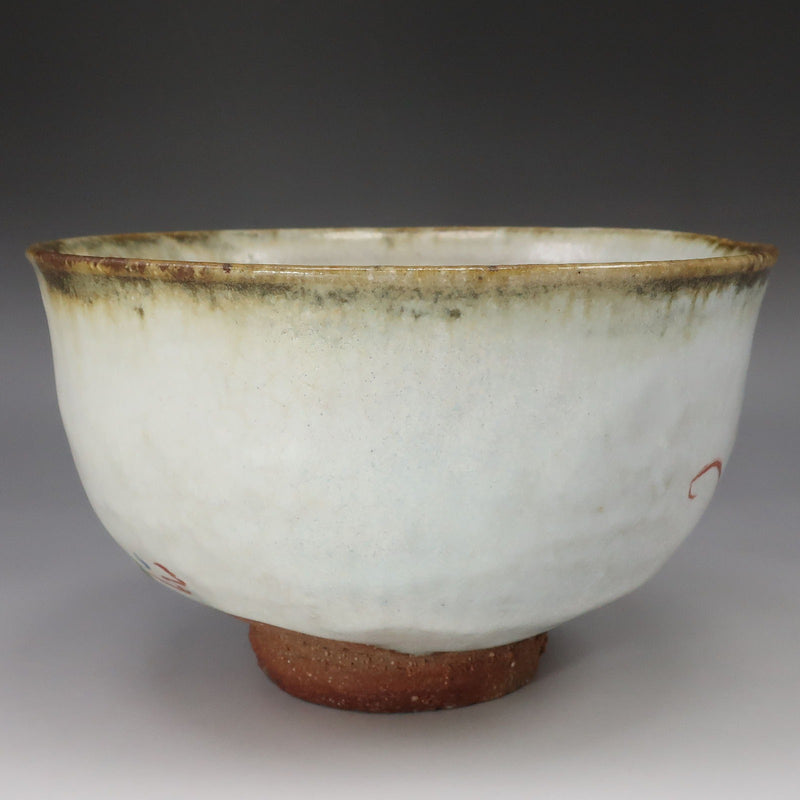 人間国宝 藤本能道 】 造 『 廣瀬義之識箱 』赤絵花文 茶碗 陶磁器