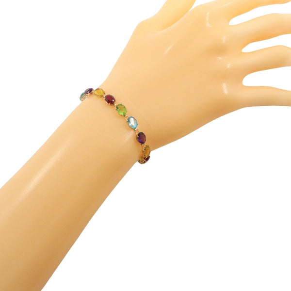 Bracelet en pierre de couleur 
 K14 rose or multi-couleurs environ 5,6 g de pierres colorées dames un rang