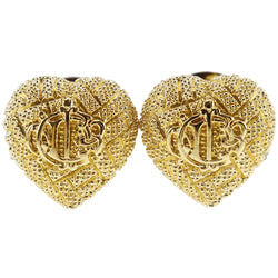 [DIOR] Christian Dior Heart Earring Gold Clating 대략 14.5g 심장 숙녀 A+Rank