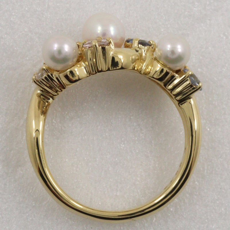 [JUNE] Gene 
 Baby Pearl No. 11.5 Ring
 18KYellow Gold x Diamond x Sapphire S 0.73 engraved Approximately 5.6g Baby Pearl Ladies A Rank