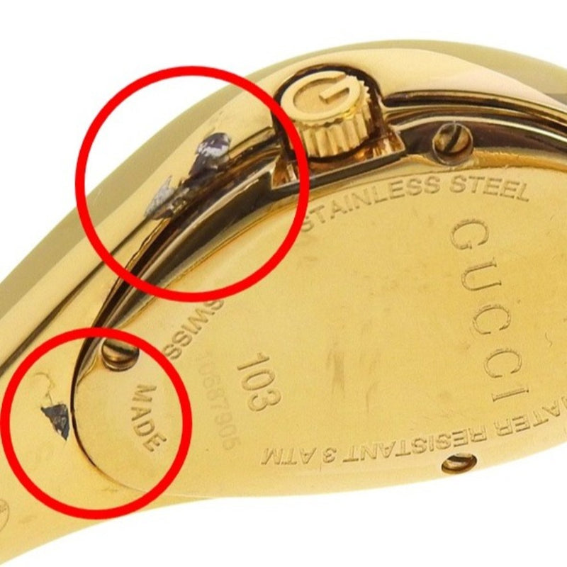 [구찌] 구찌 
 말시계 
 YA103 골드 도금 쿼츠 아날로그 디스플레이 화이트 다이얼 Horsebit 여성용