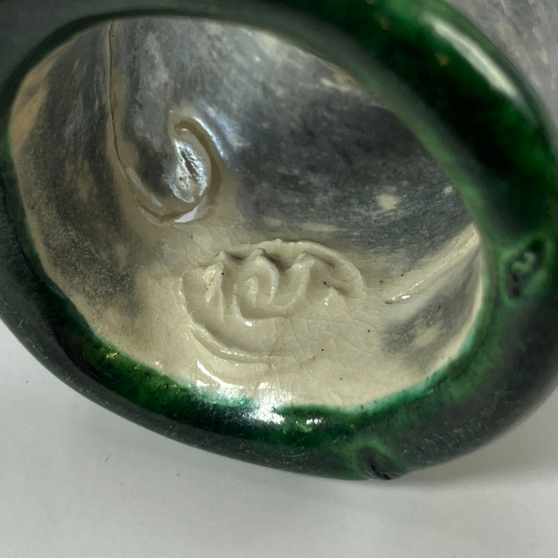 [kyoyaki] Kyo-yaki 9ème génération Ohi Chozaemon-fait vaisselle porte-couvercle en forme de vague