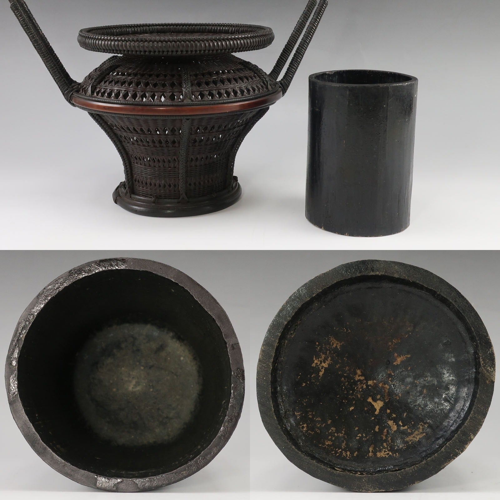 巧芳斎 造 竹編 高手 花籃 ( 花籠 ) 木工・竹工芸 骨董品 – NISHIKINO