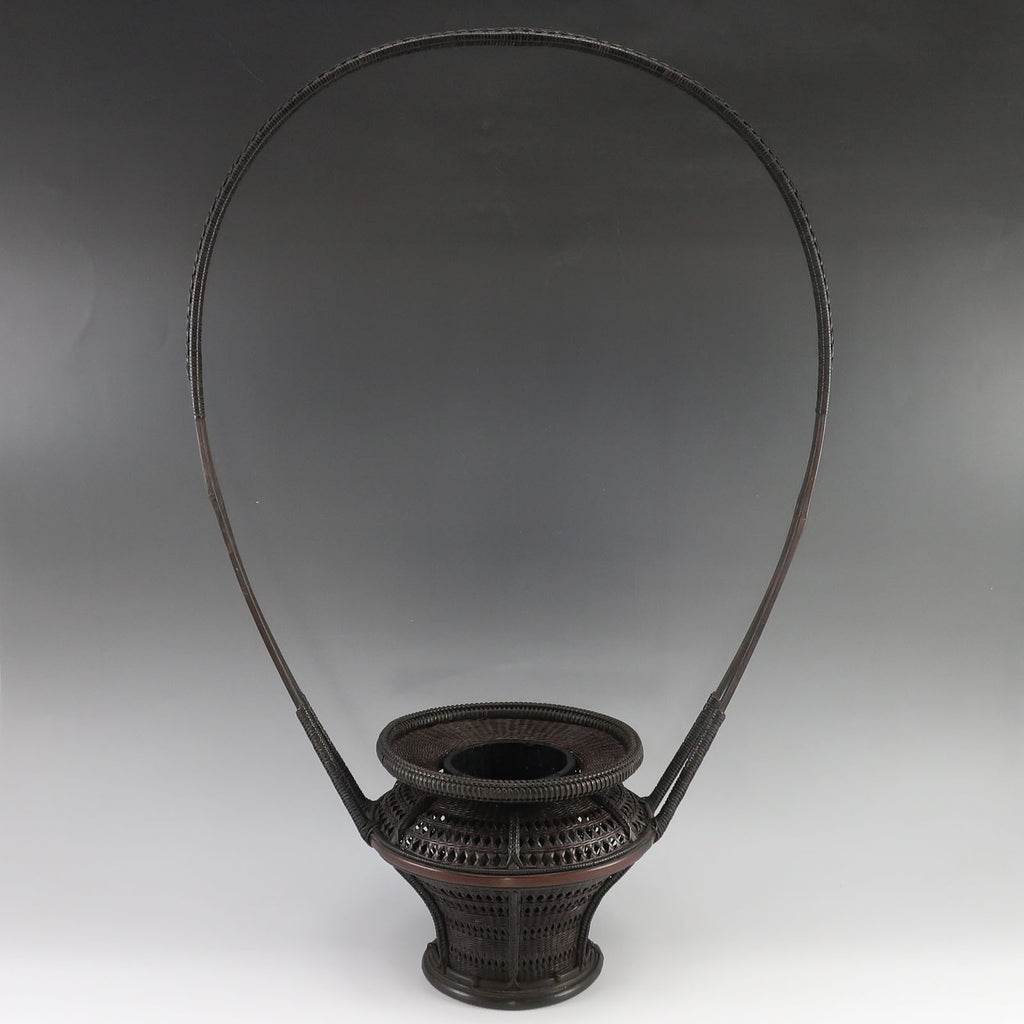 巧芳斎 造 竹編 高手 花籃 ( 花籠 ) 木工・竹工芸 骨董品 – NISHIKINO