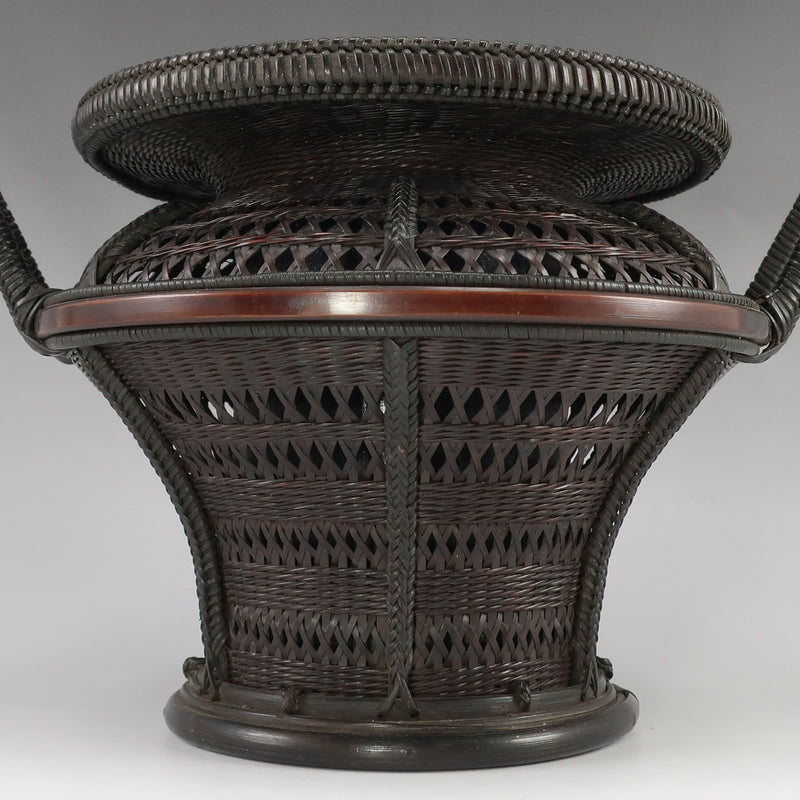 巧芳斎 造 竹編 高手 花籃 ( 花籠 ) 木工・竹工芸 骨董品 – NISHIKINO