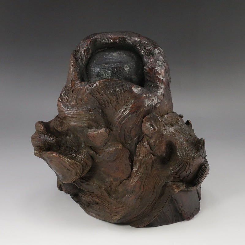 时代物品 石口 天然木材达摩雕像 木工/竹工艺品 古董