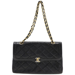 [CHANEL] Chanel ChainShoulder Limited to Paris Shoulder Bag Matelasse Double flap lambskin black shoulder sticker A5 turn lock CHAINSHOULDER PARIS EXCLUSIVE Ladies A-Rank