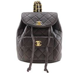 [CHANEL] Chanel Matelasse Backpack・ Daypack COCO Mark Vintage Lambskin Brown Shoulder A5 Turn Lock Matelasse Ladies