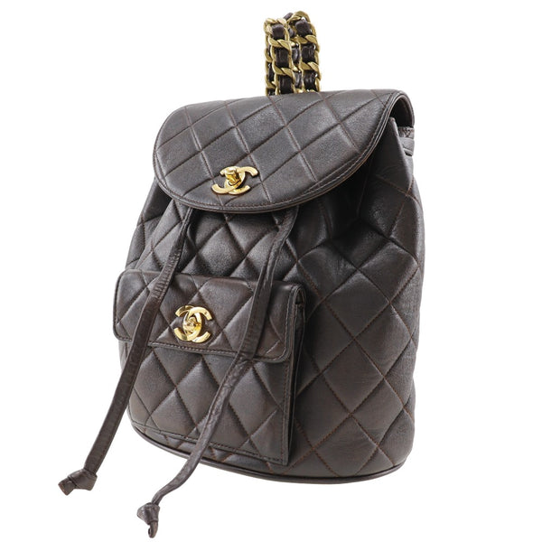 [CHANEL] Chanel Matelasse Backpack・ Daypack COCO Mark Vintage Lambskin Brown Shoulder A5 Turn Lock Matelasse Ladies