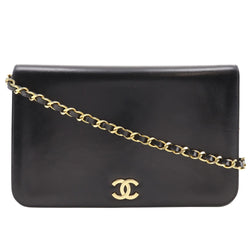 [Chanel] Chanel 
 Bolso de hombro de cadena 
 COCO Mark Damas de botón de botón de hombro negro de ternero vintage