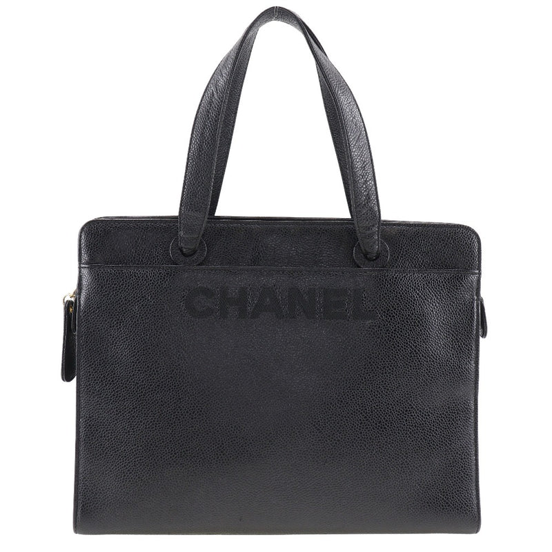 [Chanel] Chanel logo bolso Cabiaskin Handbag negro A5 LOGO LOGO DE LAS Damas A-Rank