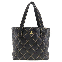 [Chanel] Chanel Wild Stitch Tote Handbag A18126 Becerro Negro A5 A5 Tipo de imán de puntada salvaje Damas