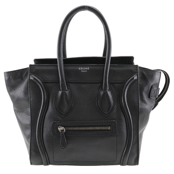 [CELINE] Celine Ragger Micro Handbag Calfskin Black handbag A5 Fastener Luggage Micro Ladies