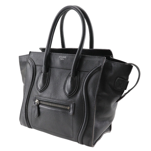 [CELINE] Celine Ragger Micro Handbag Calfskin Black handbag A5 Fastener Luggage Micro Ladies