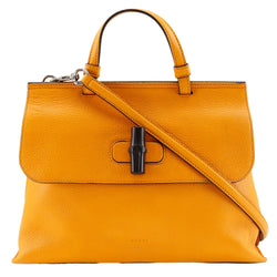 [GUCCI] Gucci Bamboo Daily Medium Handbag 2WAY shoulder 392013 Calfskin Orange diagonal shoulder handbag 2WAY A5 turn lock Bamboo Daily Medium Ladies