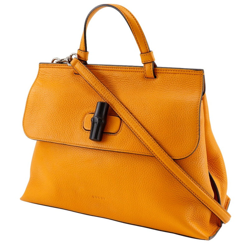 [GUCCI] Gucci Bamboo Daily Medium Handbag 2way Épaule 392013 Calf Orange Diagonal Handscape Handscape 2way A5 Lock Turn Bamboo Daily Medium Ladies