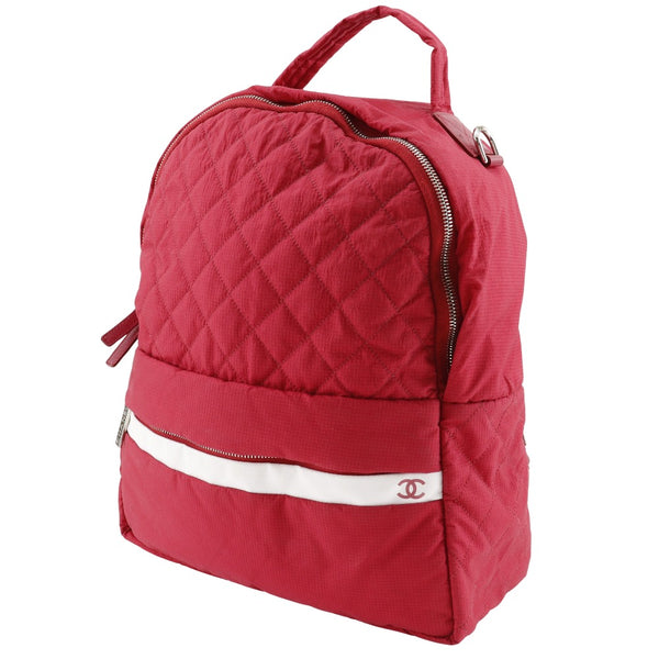 [Chanel] Chanel Coco Mark Rucksack / Daypack Matrasse Nylon Red Bandscape Handscape 2way Double Finder Coco Mark Ladies